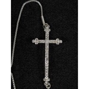 NRQ Silver Tone Rhinestone Cross Bracelet Adjustable Chain 8.5"